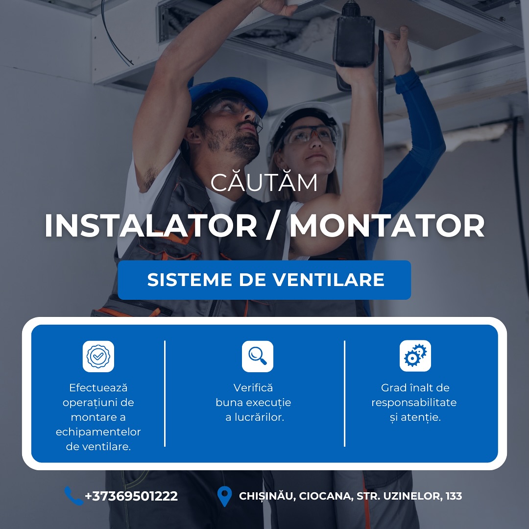 Instalator / Montator sisteme de ventilatie